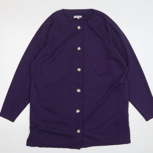 South Lodge Womens Purple Round Neck Polyester Cardigan Jumper Size M