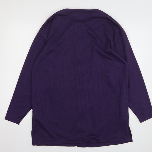 South Lodge Womens Purple Round Neck Polyester Cardigan Jumper Size M