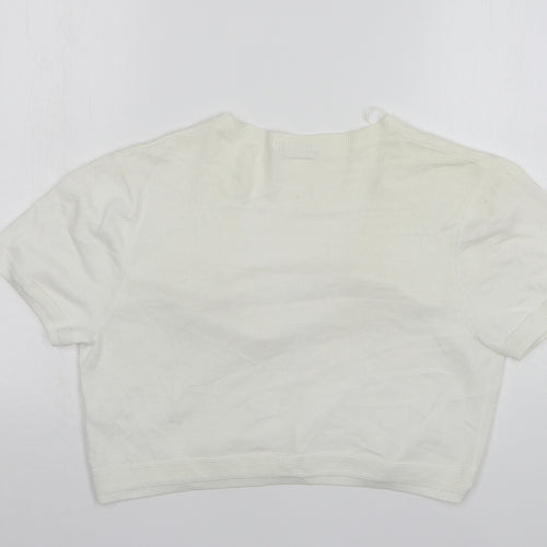 TU Girls White V-Neck Cotton Cardigan Jumper Size 16 Years