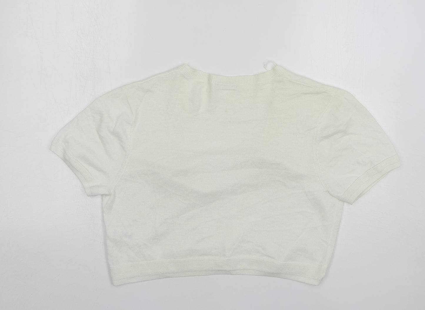 TU Girls White V-Neck Cotton Cardigan Jumper Size 16 Years