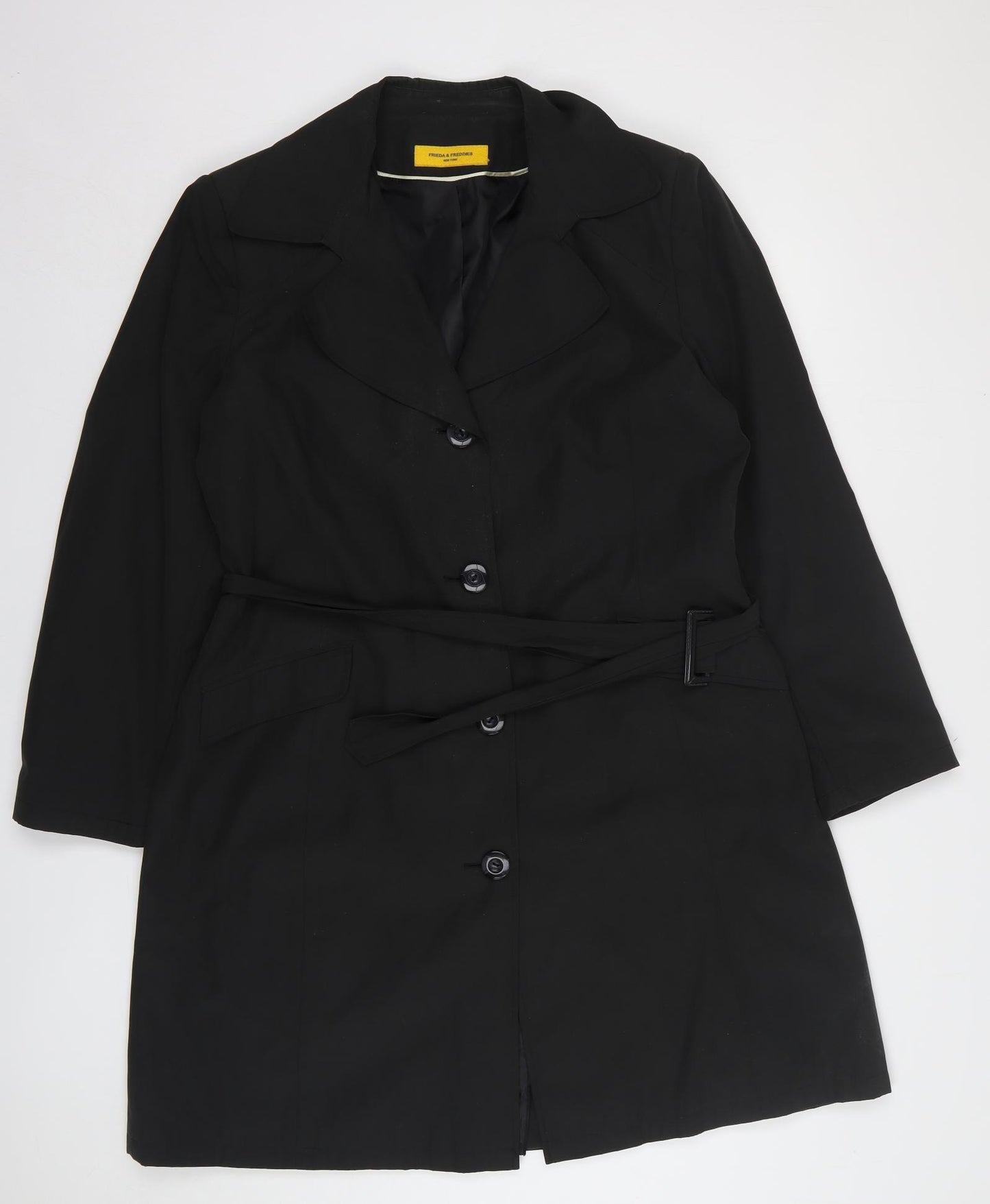 Frieda & Freddies New York Womens Black Overcoat Coat Size 18