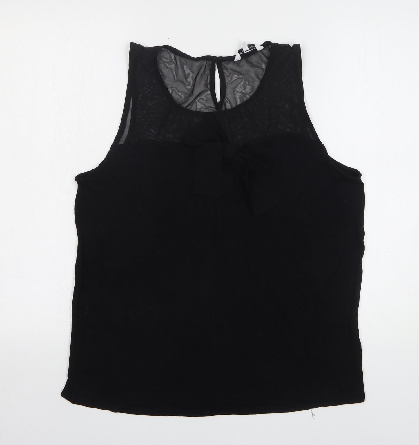 New Look Womens Black Polyester Basic Tank Size 16 Round Neck