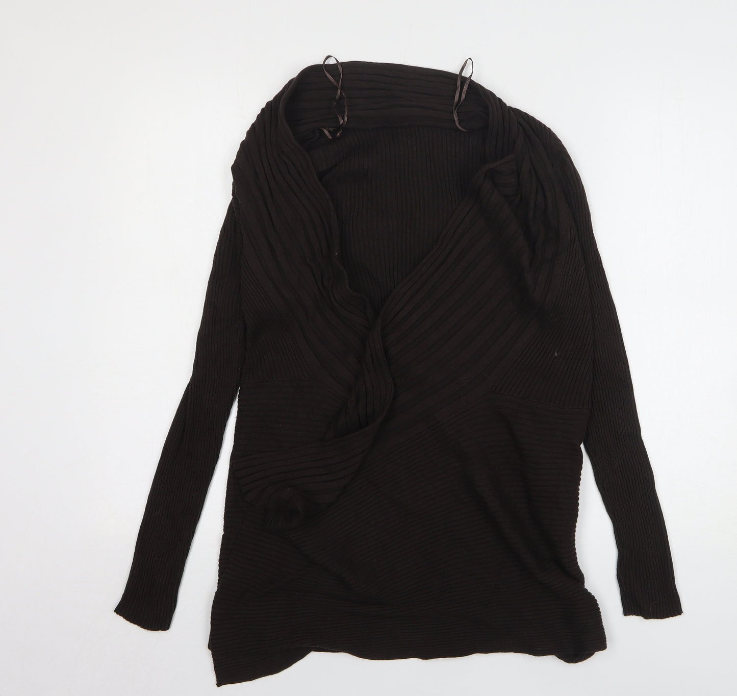 Marks and Spencer Womens Brown V-Neck Polyamide Cardigan Jumper Size 18