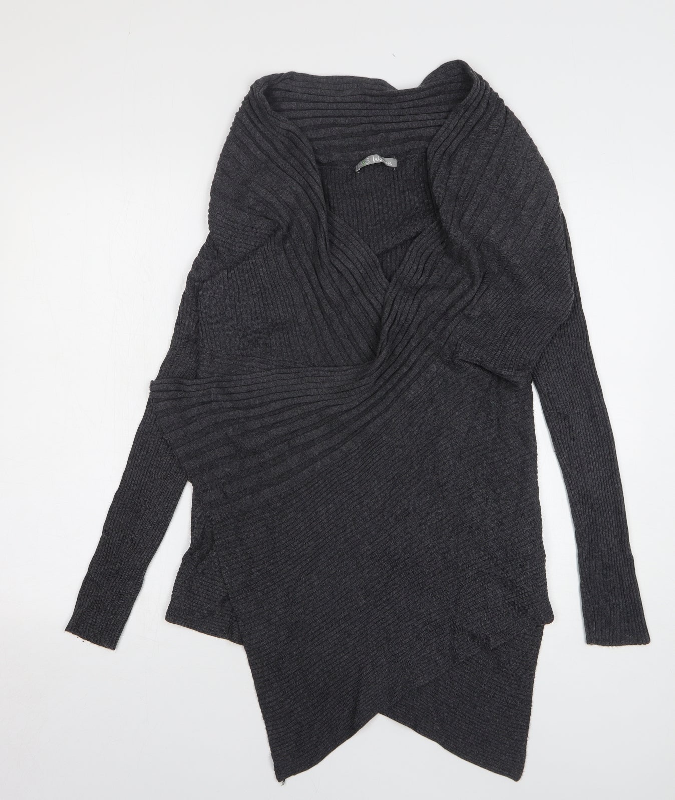 Marks and Spencer Womens Grey V-Neck Polyamide Cardigan Jumper Size 18