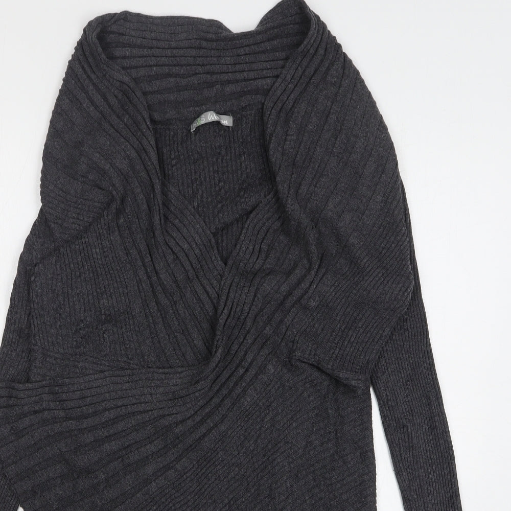 Marks and Spencer Womens Grey V-Neck Polyamide Cardigan Jumper Size 18