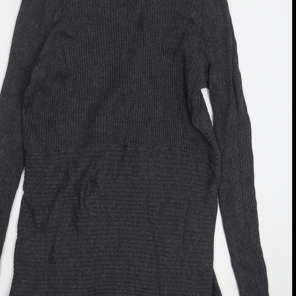Marks and Spencer Womens Grey V-Neck Polyamide Cardigan Jumper Size 18