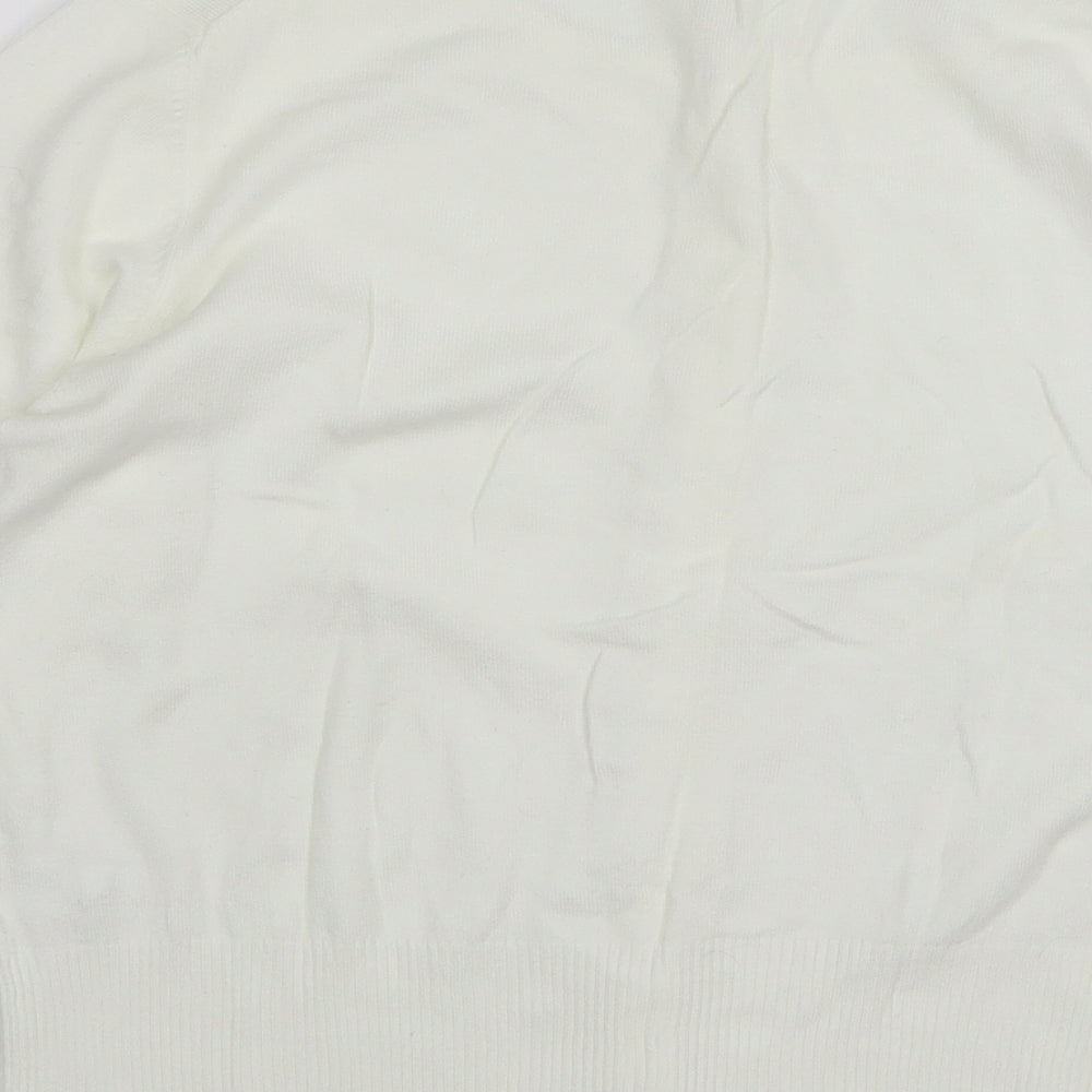 Marks and Spencer Womens White Round Neck Viscose Cardigan Jumper Size 16