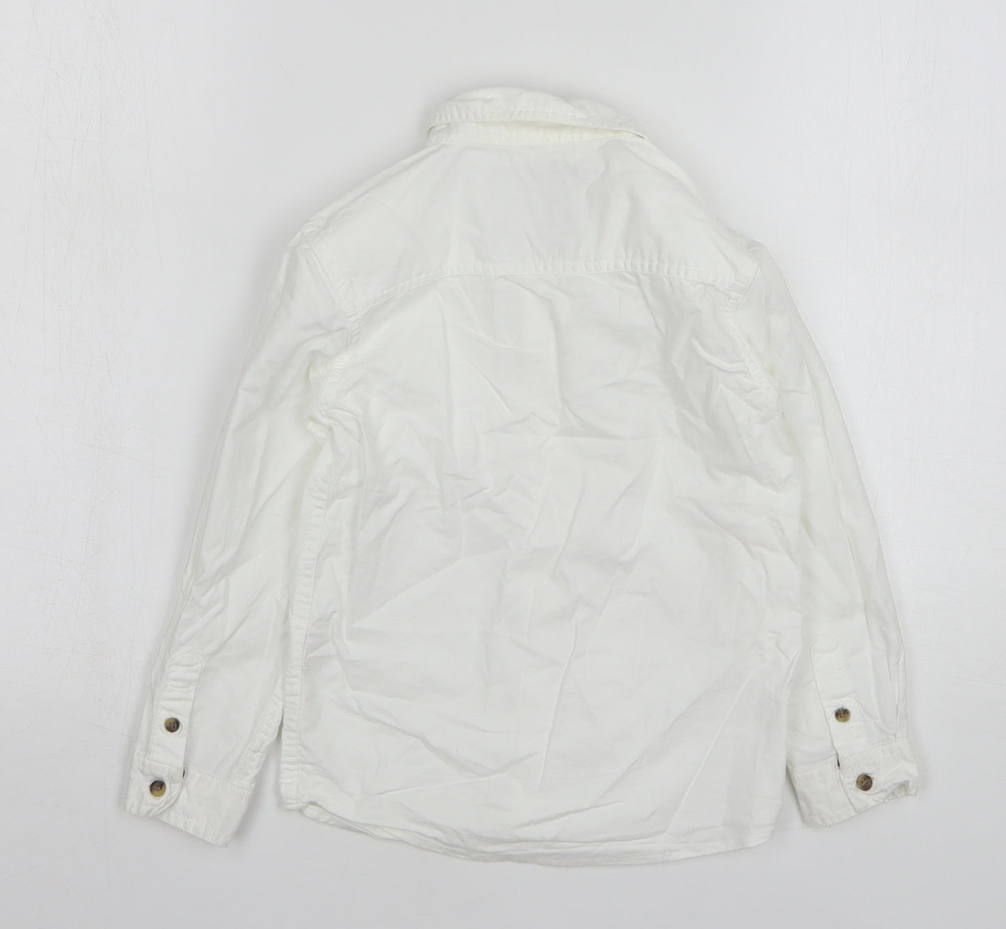 Denim & Co. Boys White Cotton Basic Button-Up Size 5-6 Years Collared