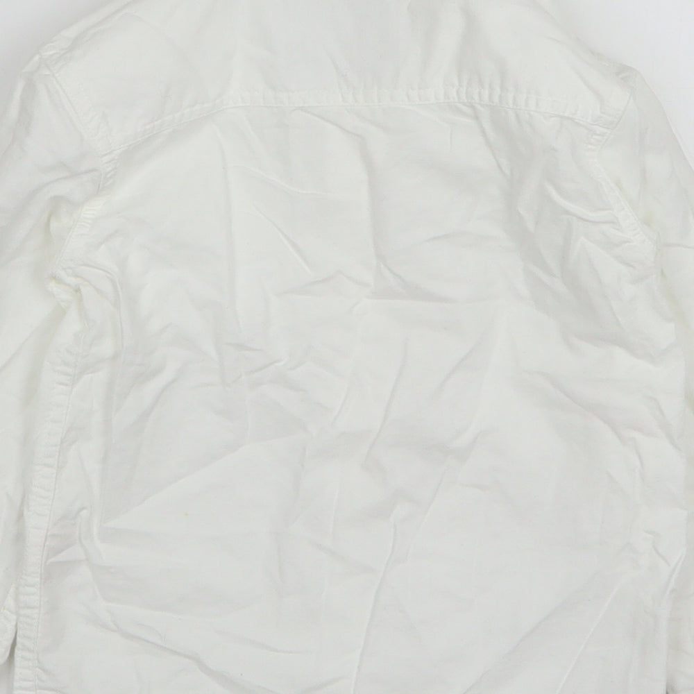 Denim & Co. Boys White Cotton Basic Button-Up Size 5-6 Years Collared