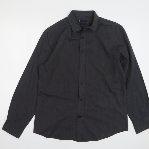 Target Mens Grey Polka Dot Cotton Button-Up Size L Collared