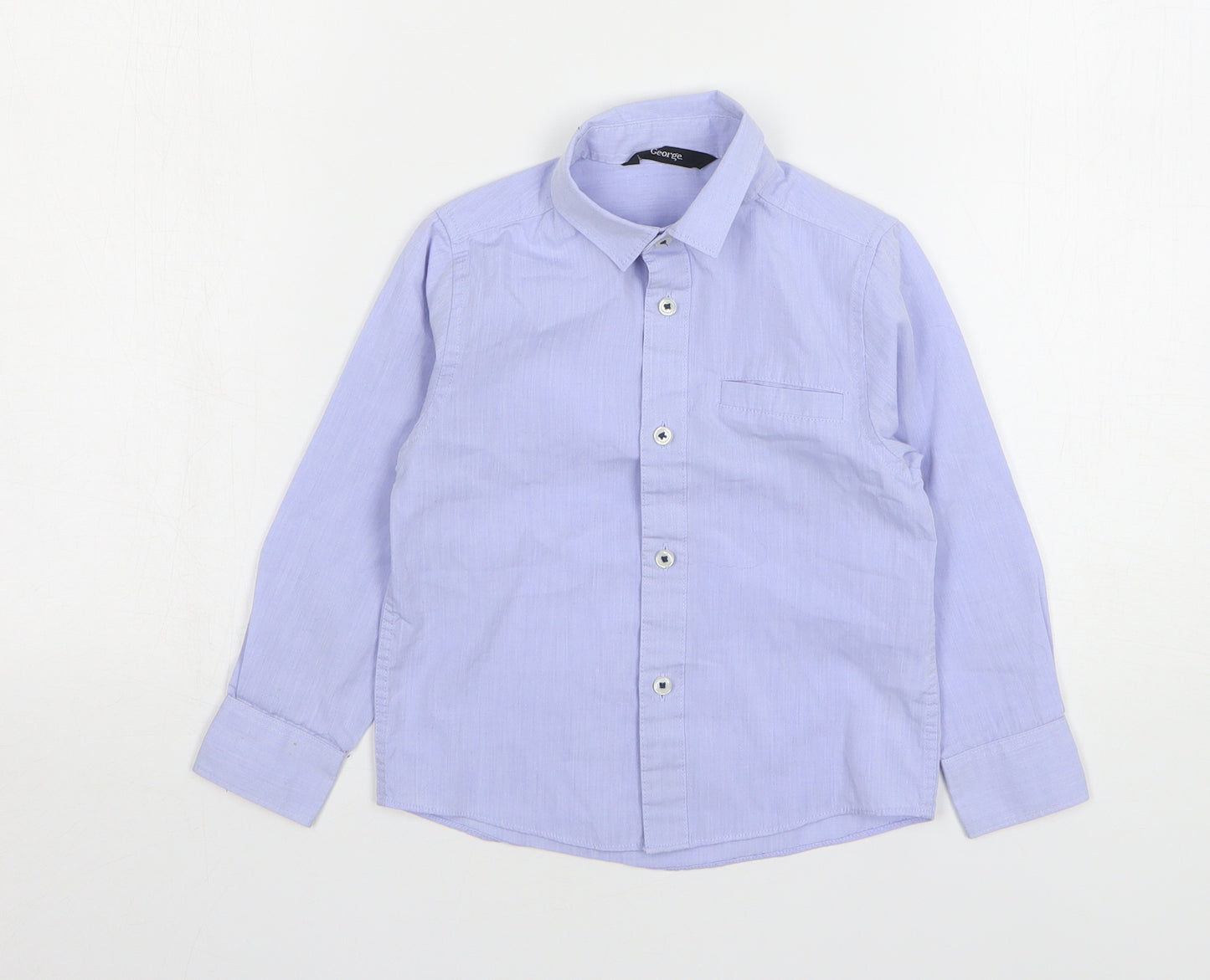 George Boys Blue Polyester Basic Button-Up Size 3-4 Years Collared