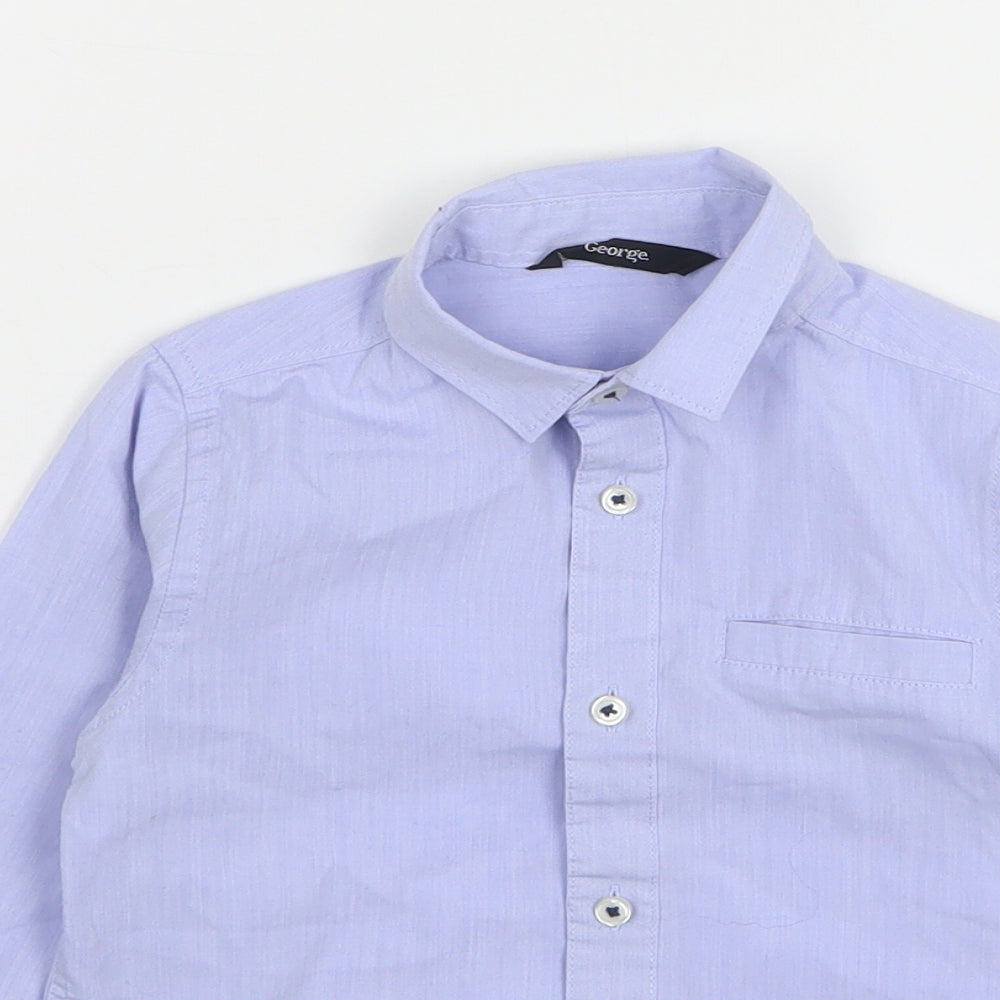 George Boys Blue Polyester Basic Button-Up Size 3-4 Years Collared