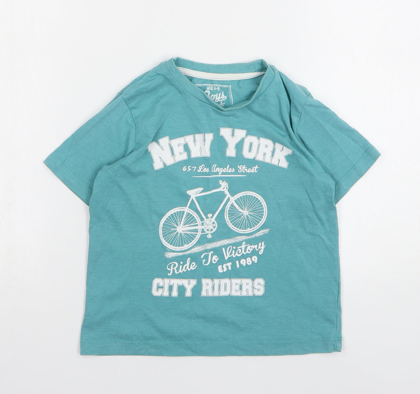 Matalan Boys Green Cotton Basic T-Shirt Size 4-5 Years Round Neck