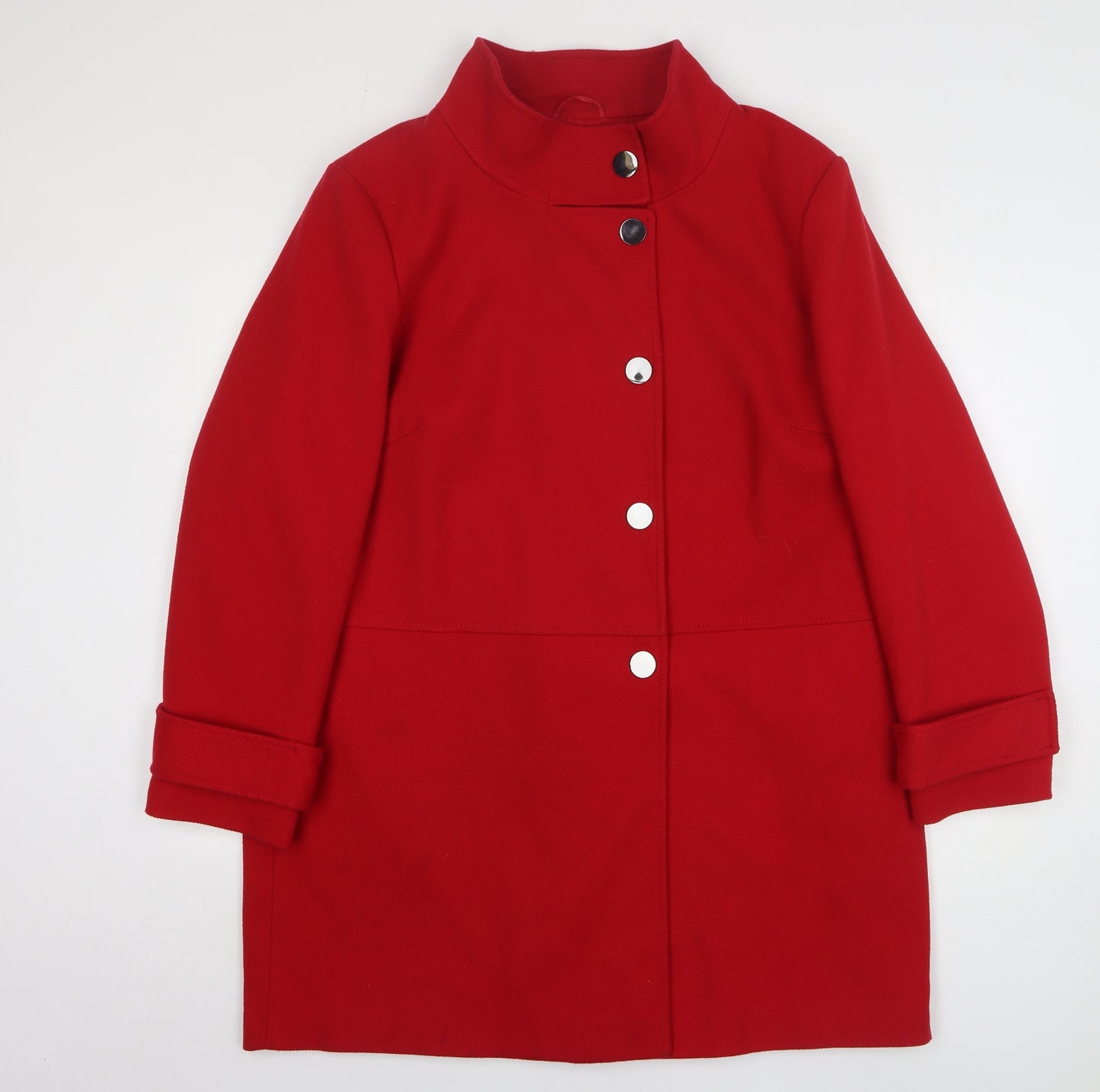 Debenhams Womens Red Overcoat Coat Size 18 Button