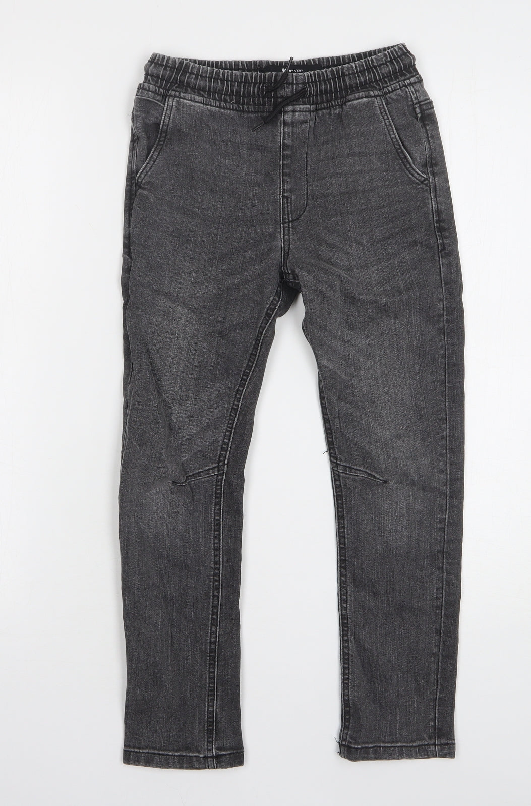 Very Boys Grey Cotton Skinny Jeans Size 8 Years Regular Drawstring