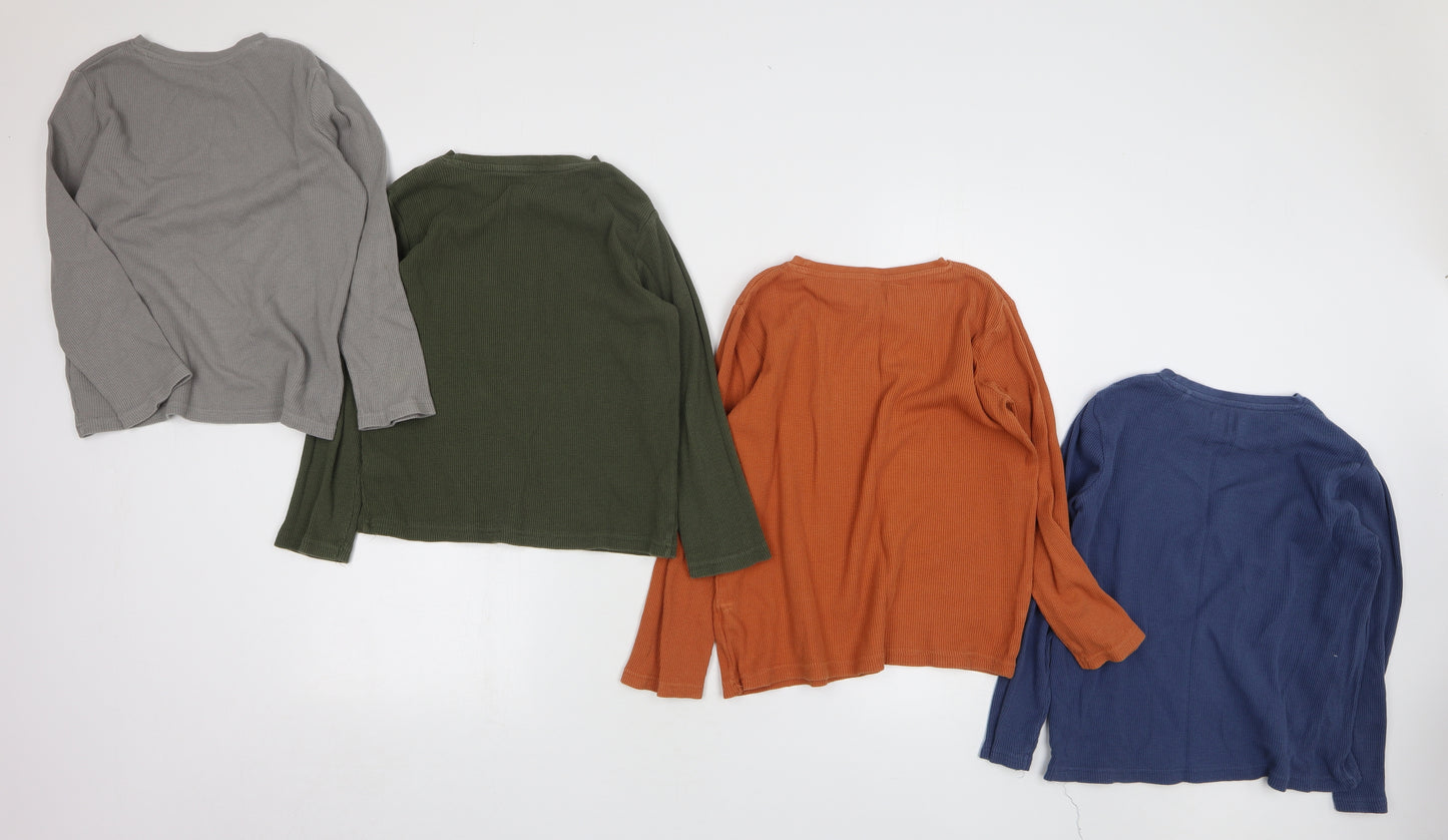 TU Boys Multicoloured Cotton Basic T-Shirt Size 7 Years Round Neck - 4 Part set