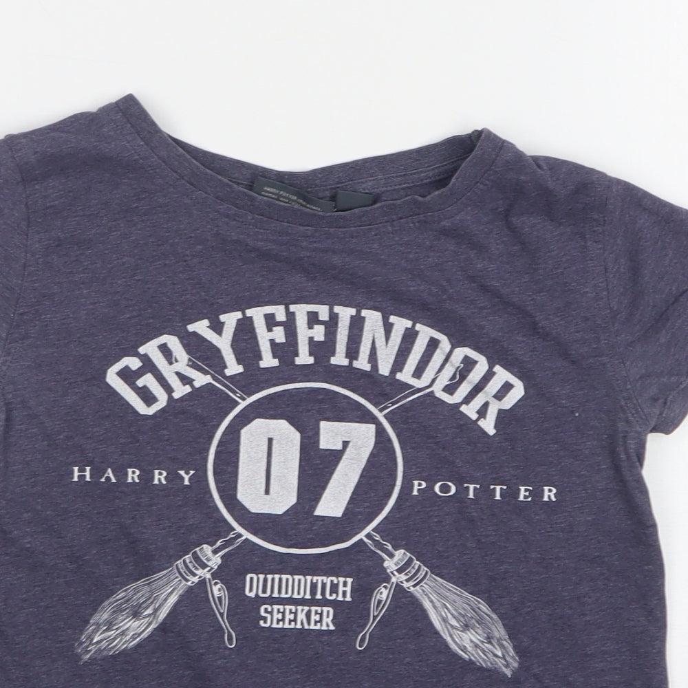 Atmosphere Womens Grey Cotton Basic T-Shirt Size 8 Round Neck - Harry Potter