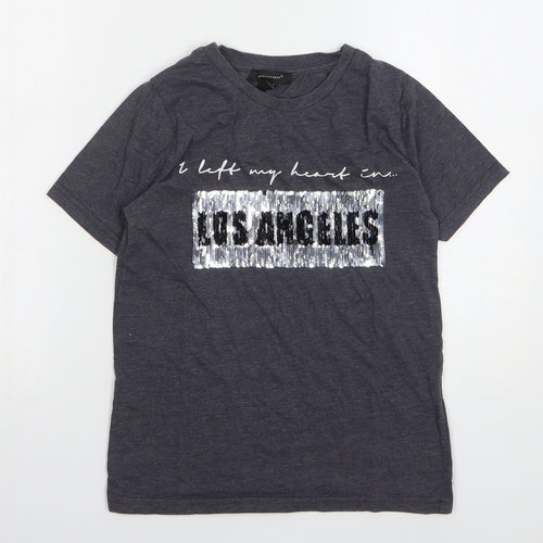 Atmosphere Womens Grey Cotton Basic T-Shirt Size 6 Round Neck - Los Angeles