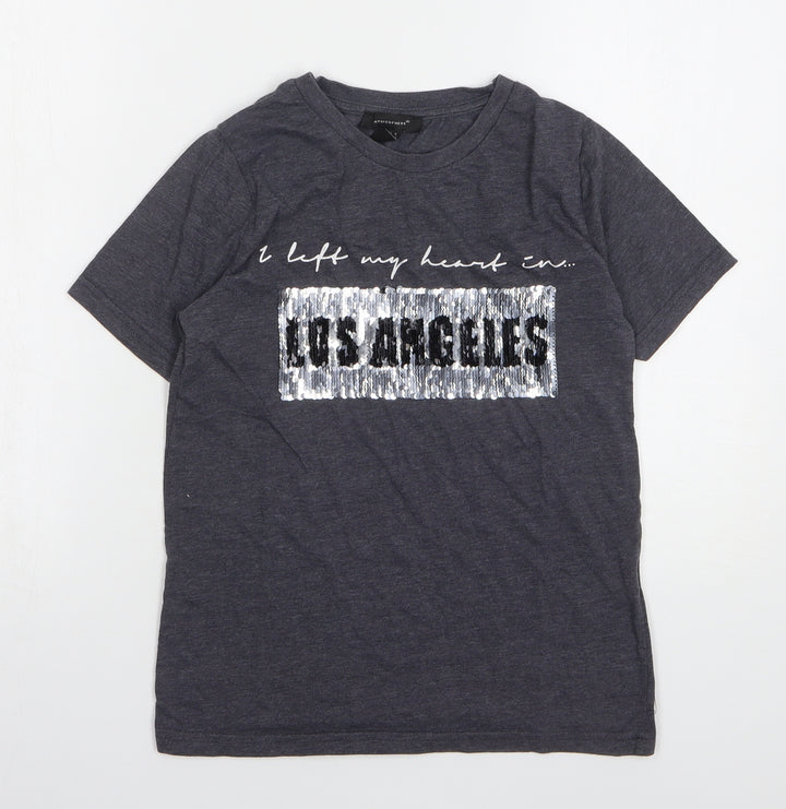 Atmosphere Womens Grey Cotton Basic T-Shirt Size 6 Round Neck - Los Angeles