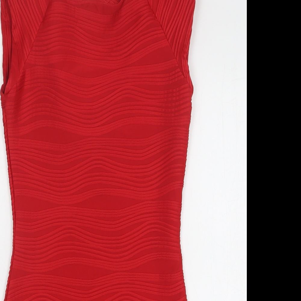 AX Paris Womens Red Polyester Mini Size 10 Round Neck
