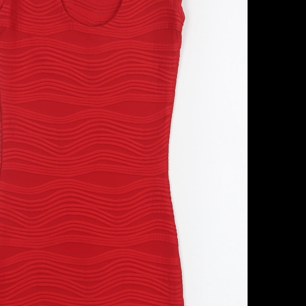 AX Paris Womens Red Polyester Mini Size 10 Round Neck
