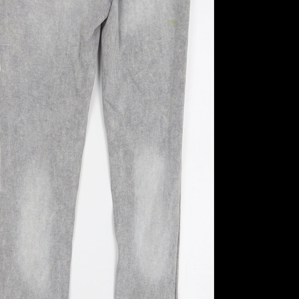 Denim & Co. Womens Grey Cotton Skinny Jeans Size 14 L27 in Regular Button