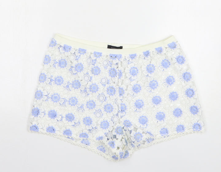 Atmosphere Womens White Floral Polyester Mom Shorts Size M L4 in Regular