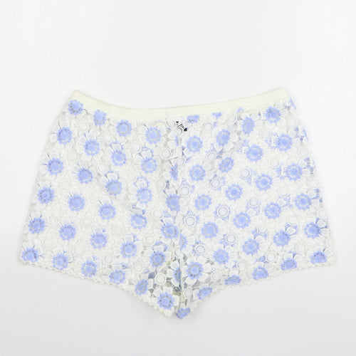 Atmosphere Womens White Floral Polyester Mom Shorts Size M L4 in Regular