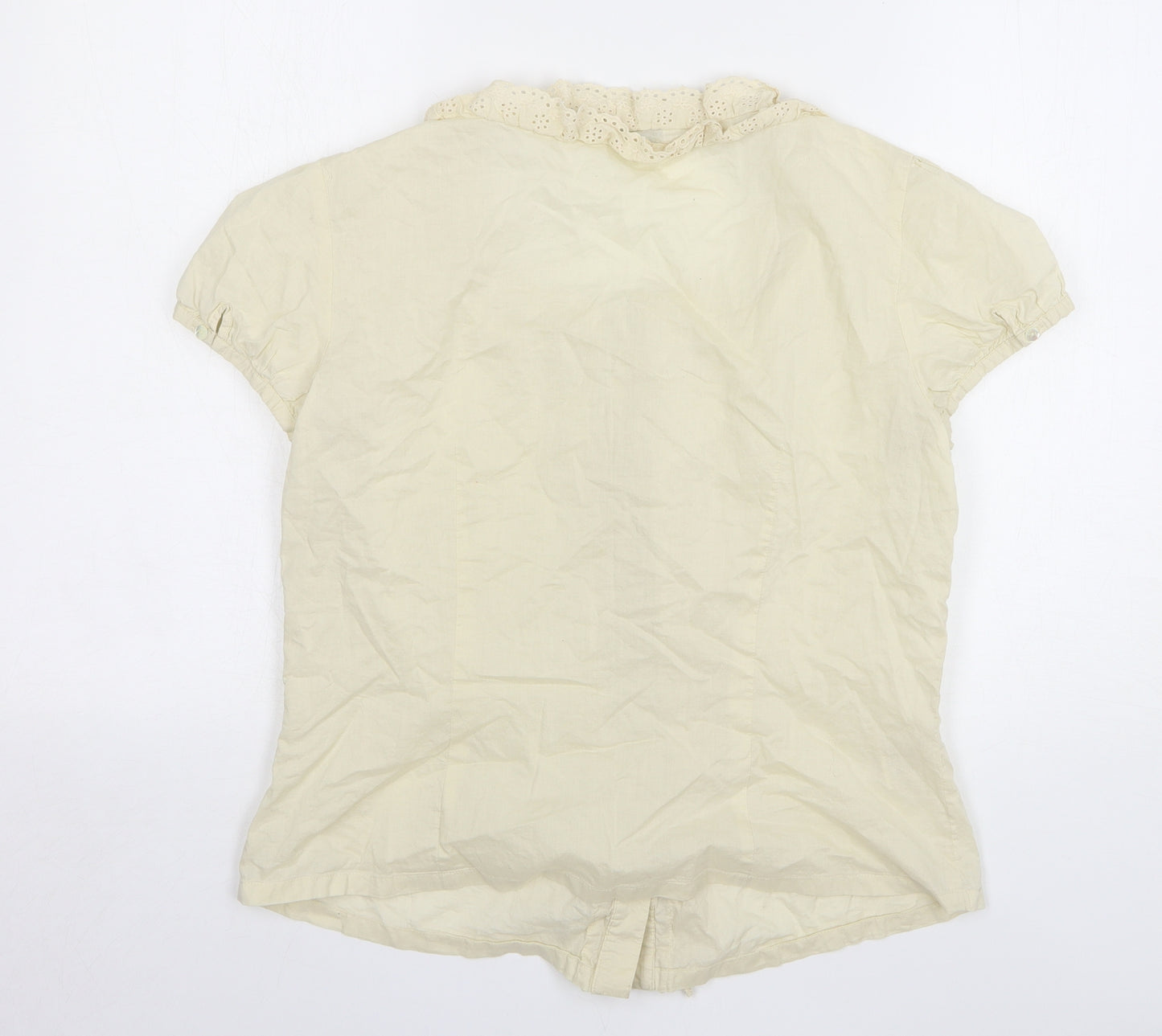 Laura Ashley Womens Beige Cotton Basic Button-Up Size 16 Round Neck