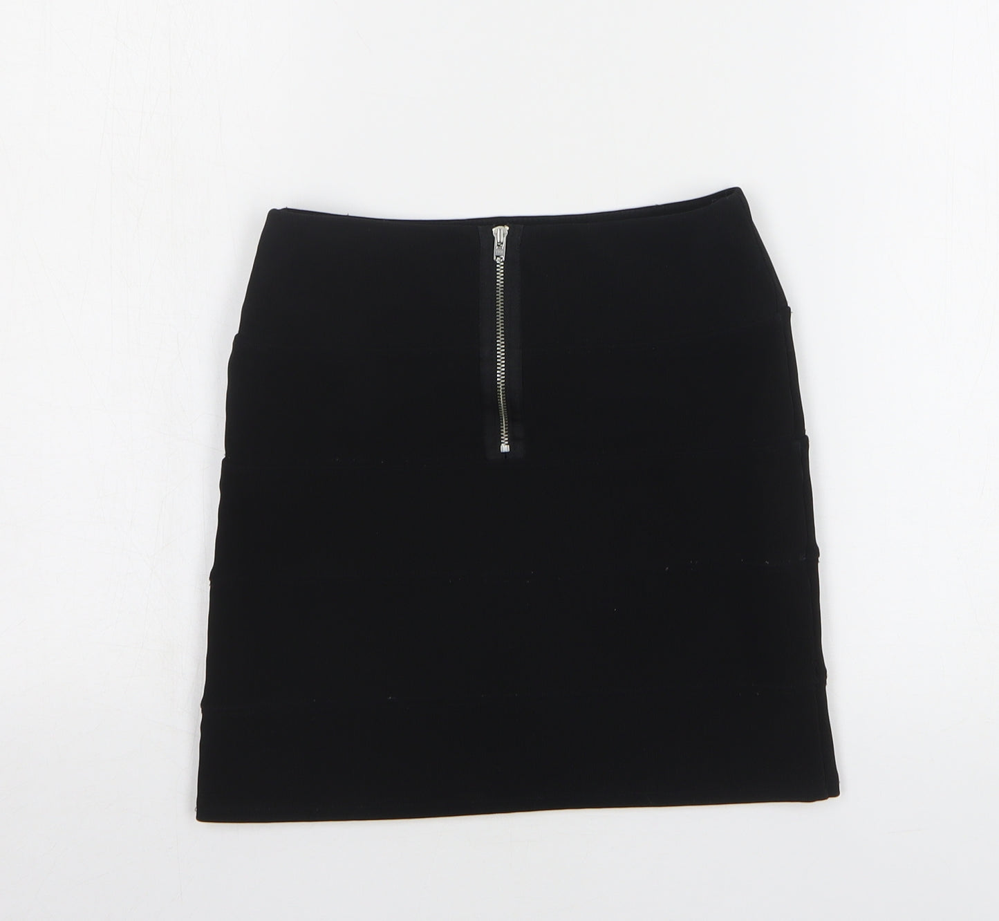 Topshop Womens Black Polyester Mini Skirt Size 8 Zip