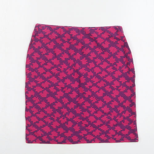 Topshop Womens Pink Geometric Cotton Mini Skirt Size 8