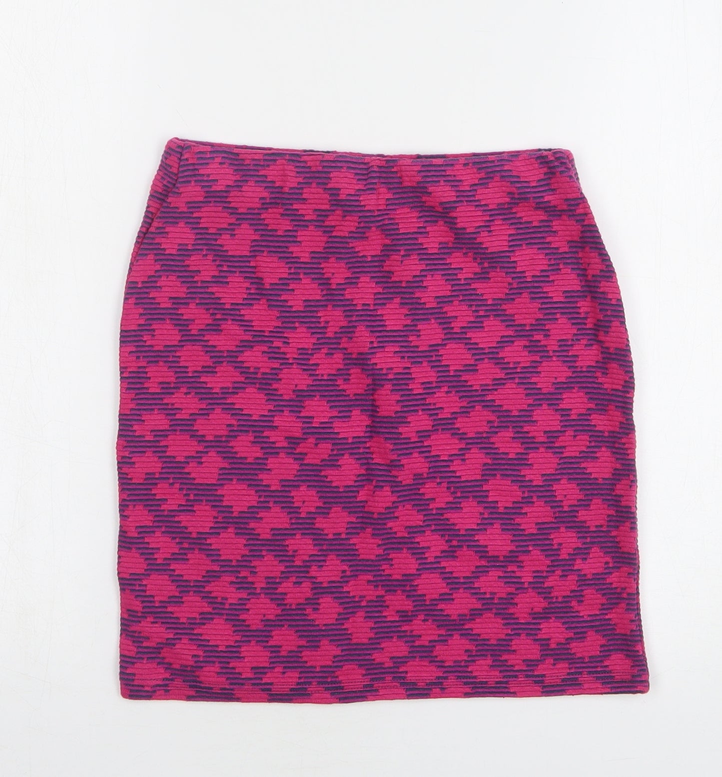 Topshop Womens Pink Geometric Cotton Mini Skirt Size 8