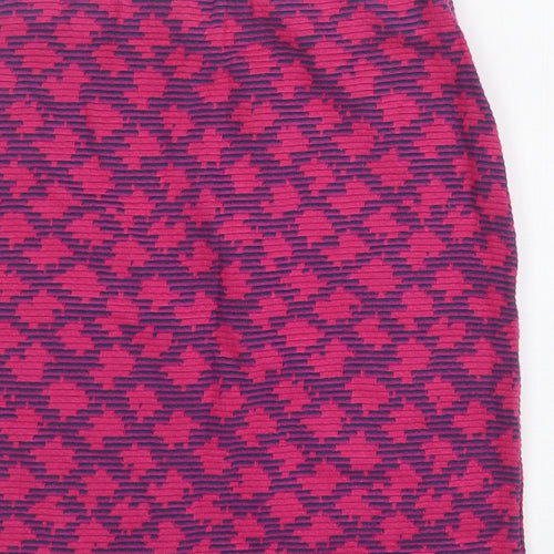 Topshop Womens Pink Geometric Cotton Mini Skirt Size 8