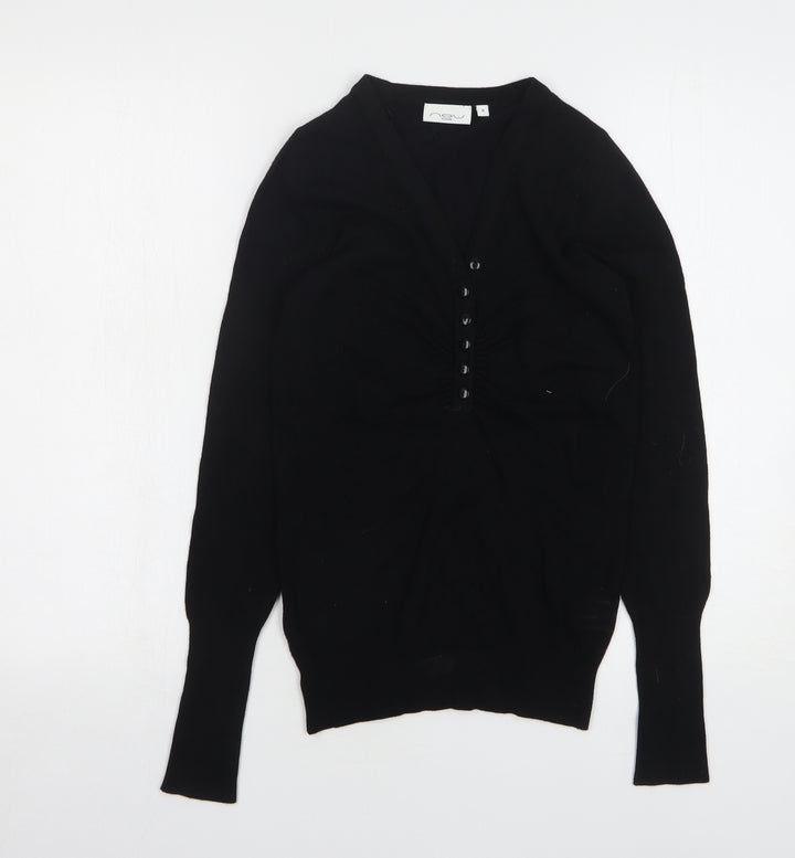 New Look Womens Black V-Neck Viscose Pullover Jumper Size 8