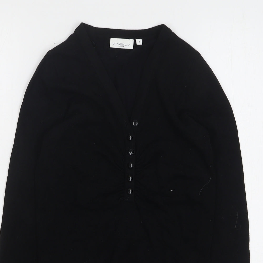 New Look Womens Black V-Neck Viscose Pullover Jumper Size 8