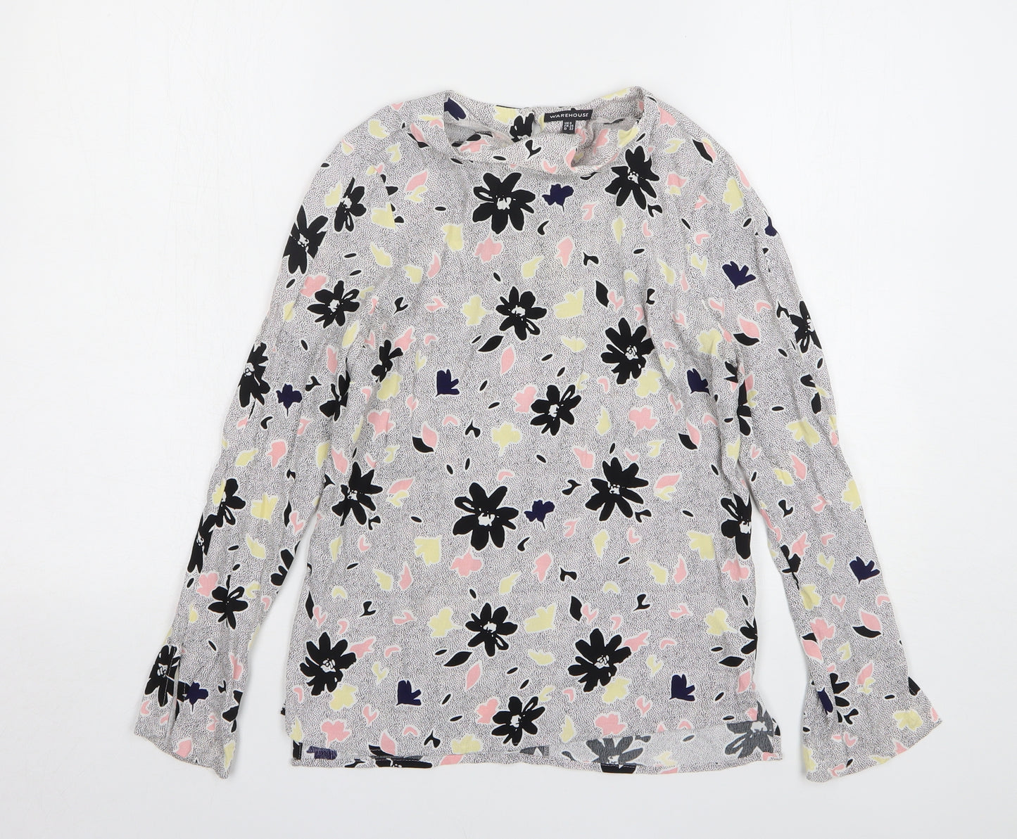 Warehouse Womens Multicoloured Floral Viscose Basic Blouse Size 6 Round Neck