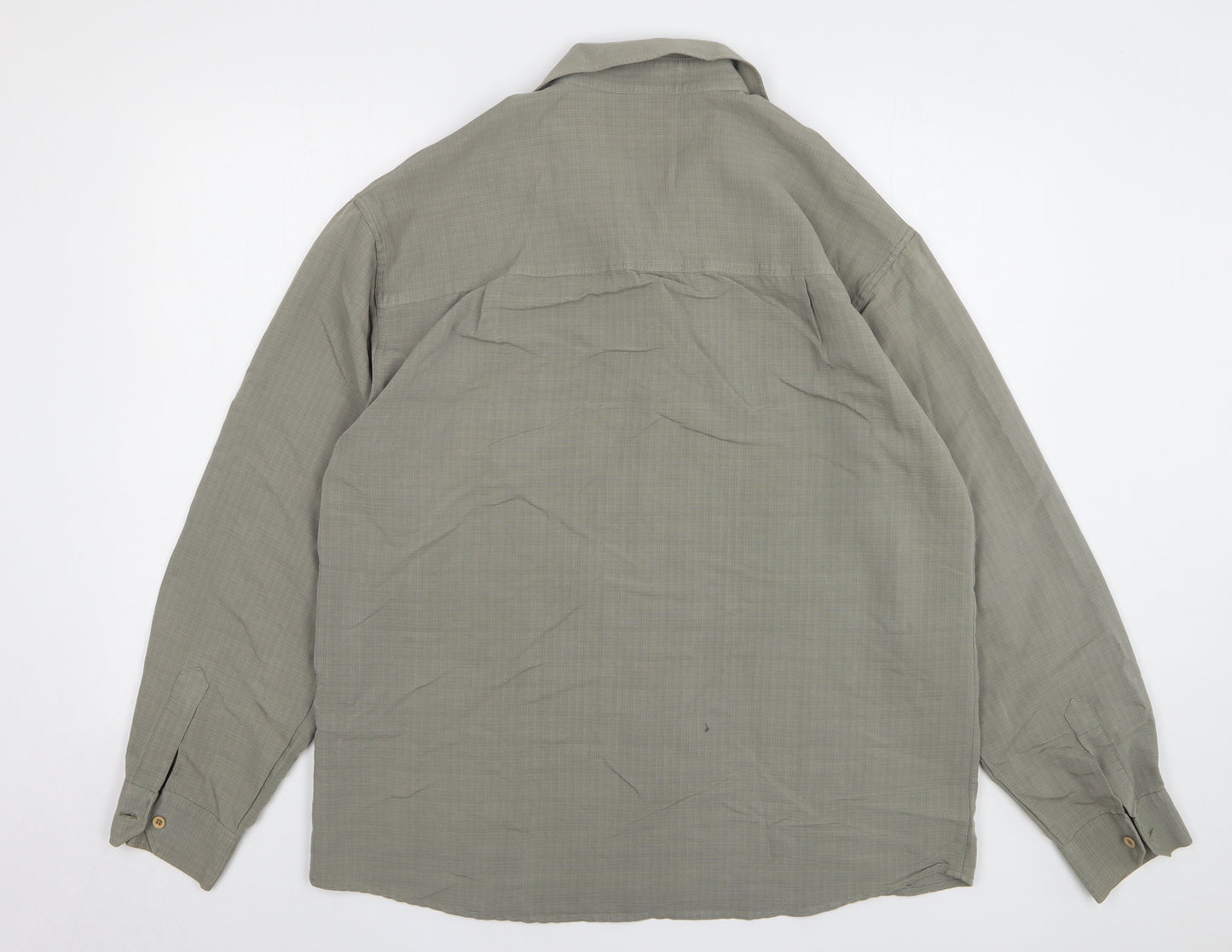 Stonebridge Mens Green Check Viscose Button-Up Size XL Collared Button