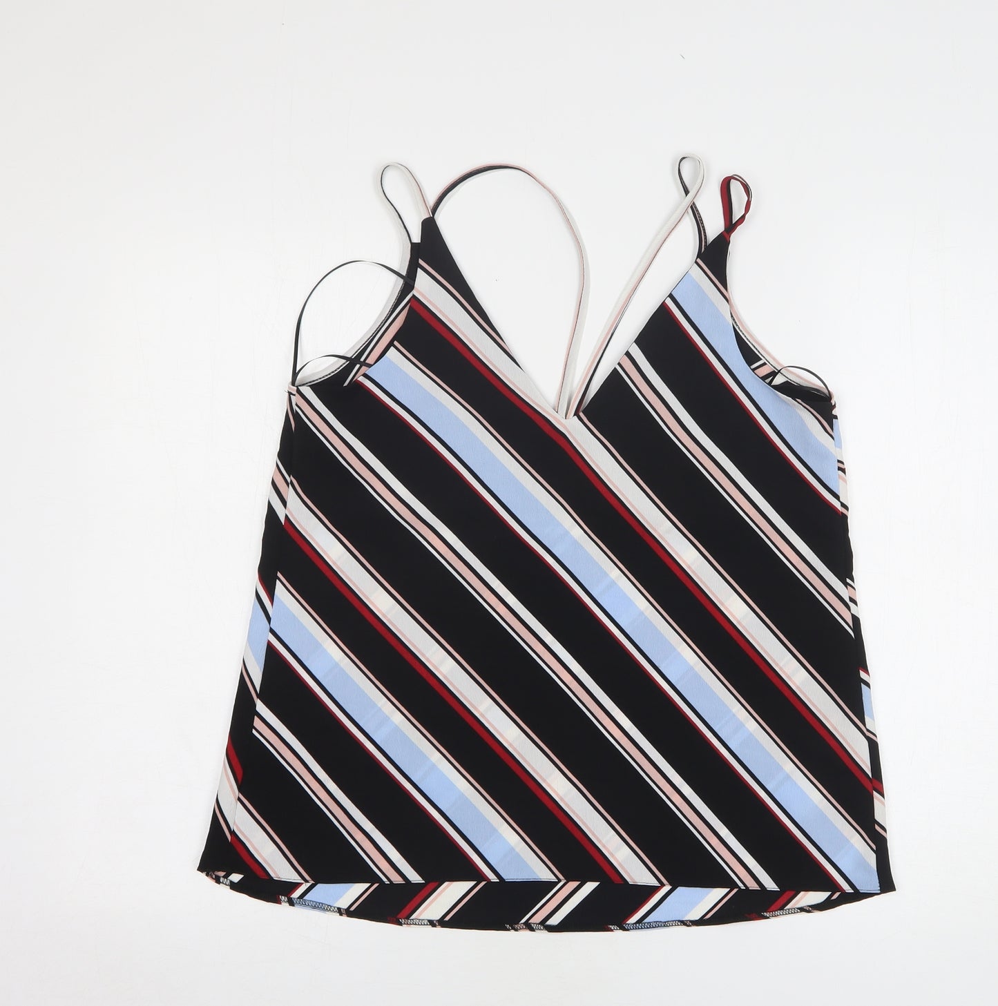 Primark Womens Multicoloured Striped Polyester Camisole Tank Size 10 V-Neck