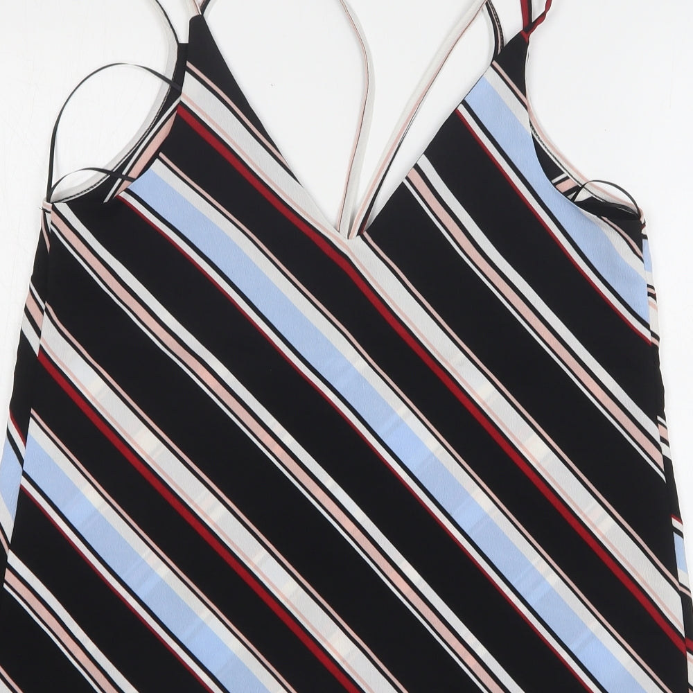 Primark Womens Multicoloured Striped Polyester Camisole Tank Size 10 V-Neck