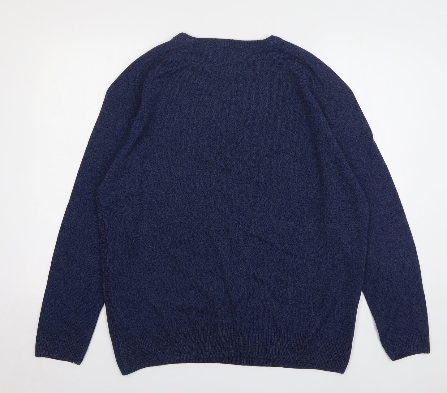 George Mens Blue Round Neck Acrylic Pullover Jumper Size XL