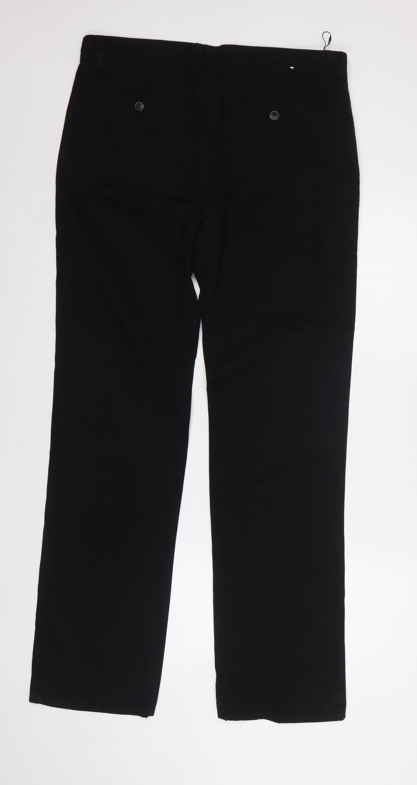 Denim & Co. Womens Black Cotton Chino Trousers Size 34 in L34 in Regular