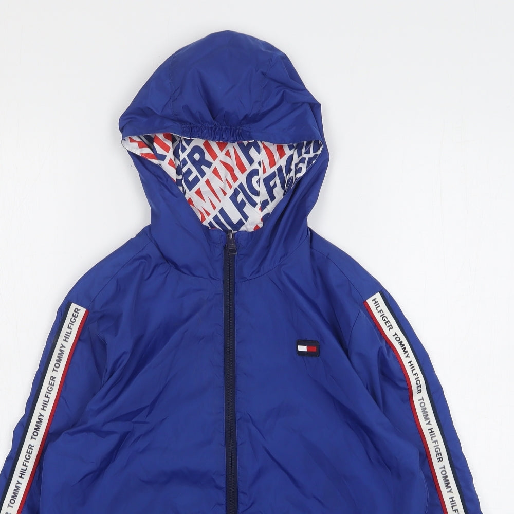 Tommy Hilfiger Boys Blue Geometric Windbreaker Jacket Size 10 Years Zip