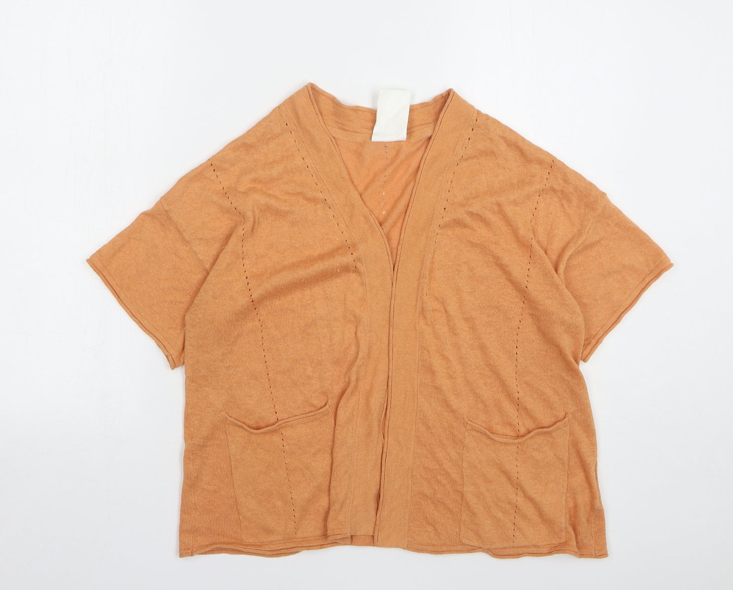 Thought Womens Orange V-Neck Hemp Cardigan Jumper Size 12