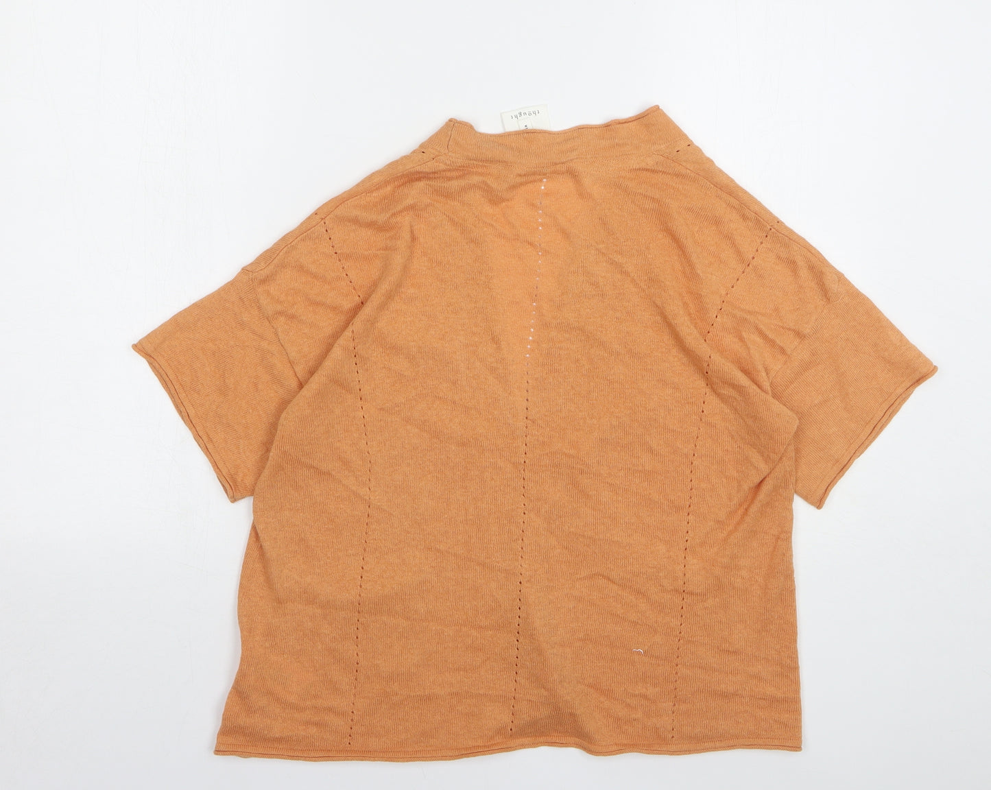 Thought Womens Orange V-Neck Hemp Cardigan Jumper Size 12