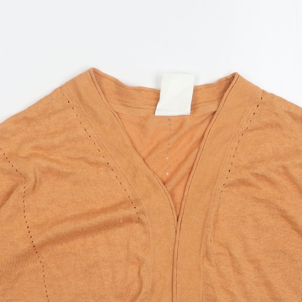 Thought Womens Orange V-Neck Hemp Cardigan Jumper Size 12