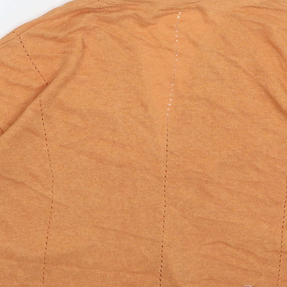 Thought Womens Orange V-Neck Hemp Cardigan Jumper Size 12