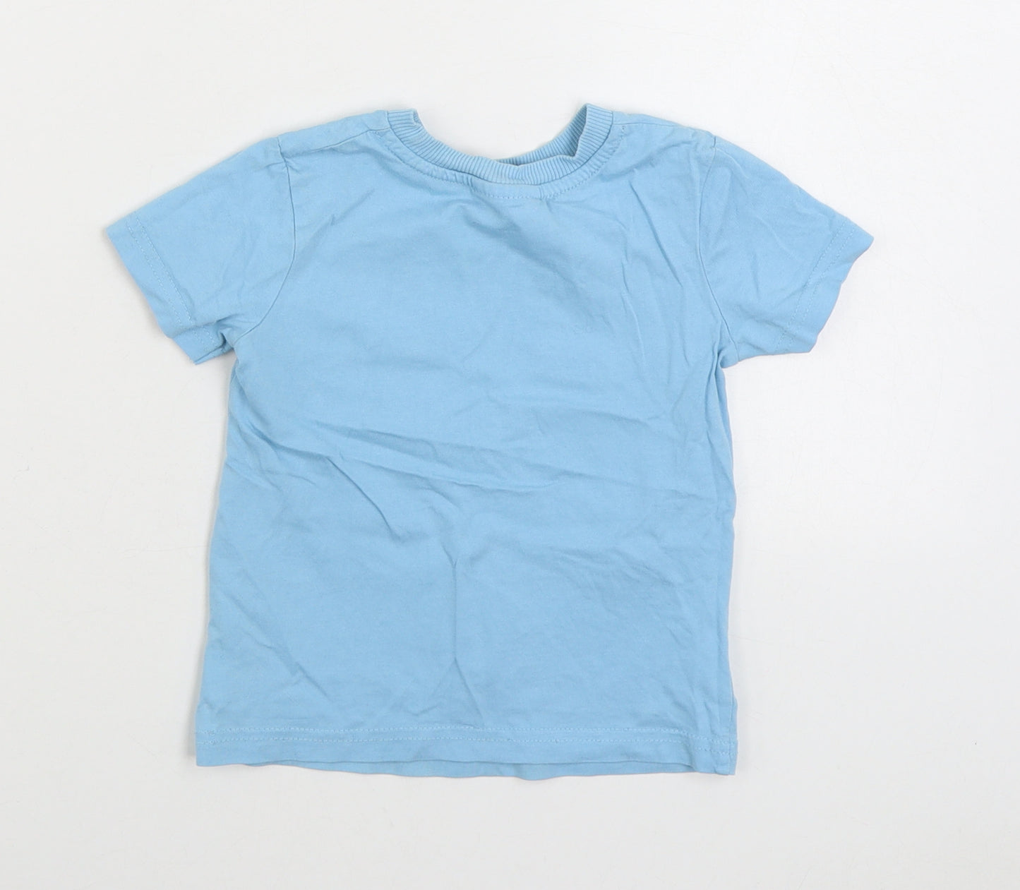 George Boys Blue Cotton Basic T-Shirt Size 18-24 Months Round Neck Pullover - Duggee