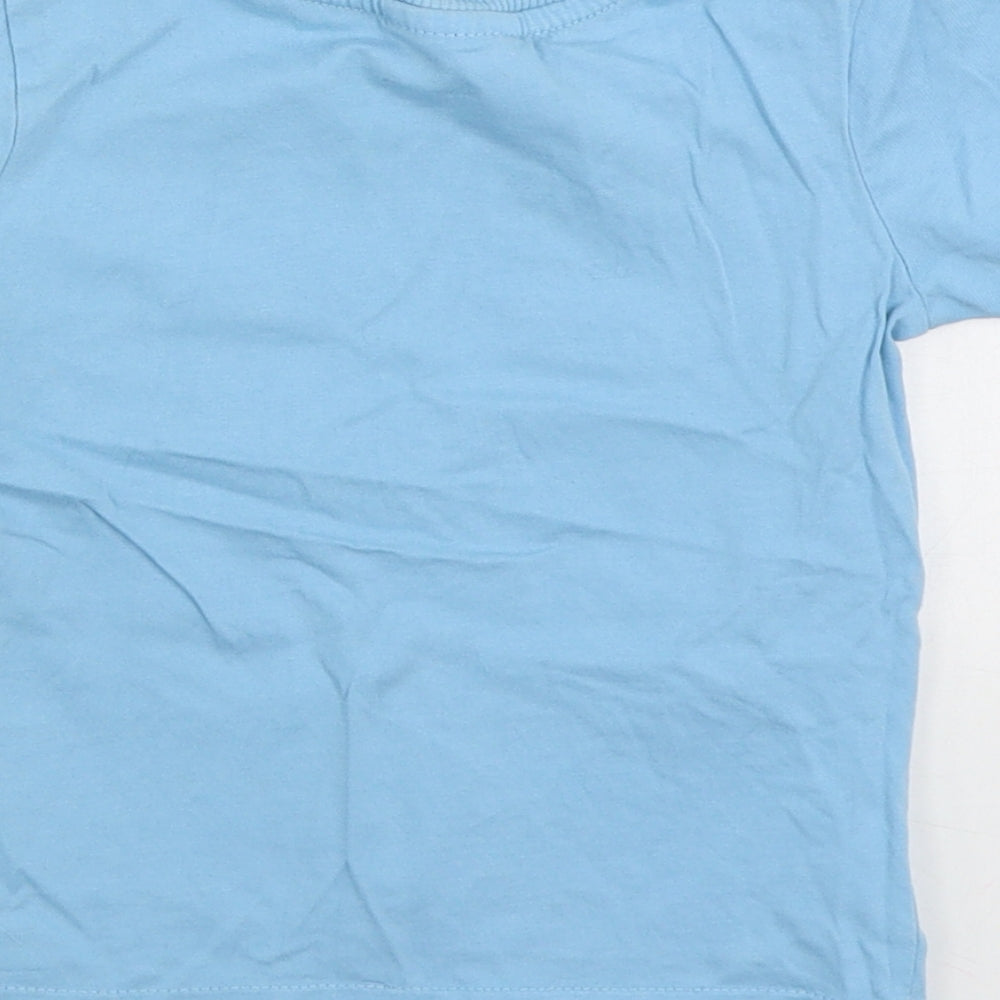 George Boys Blue Cotton Basic T-Shirt Size 18-24 Months Round Neck Pullover - Duggee