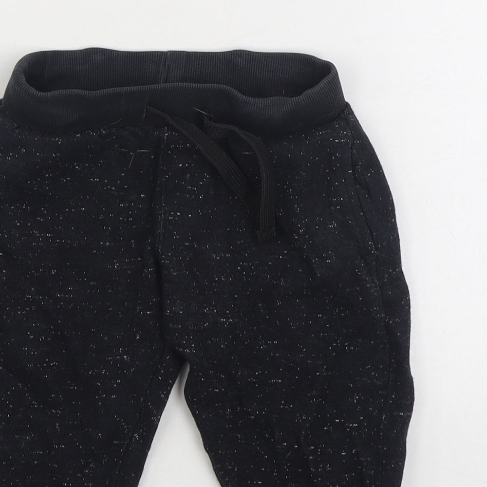 Pep&Co Boys Black Cotton Jogger Trousers Size 2-3 Years Regular Tie