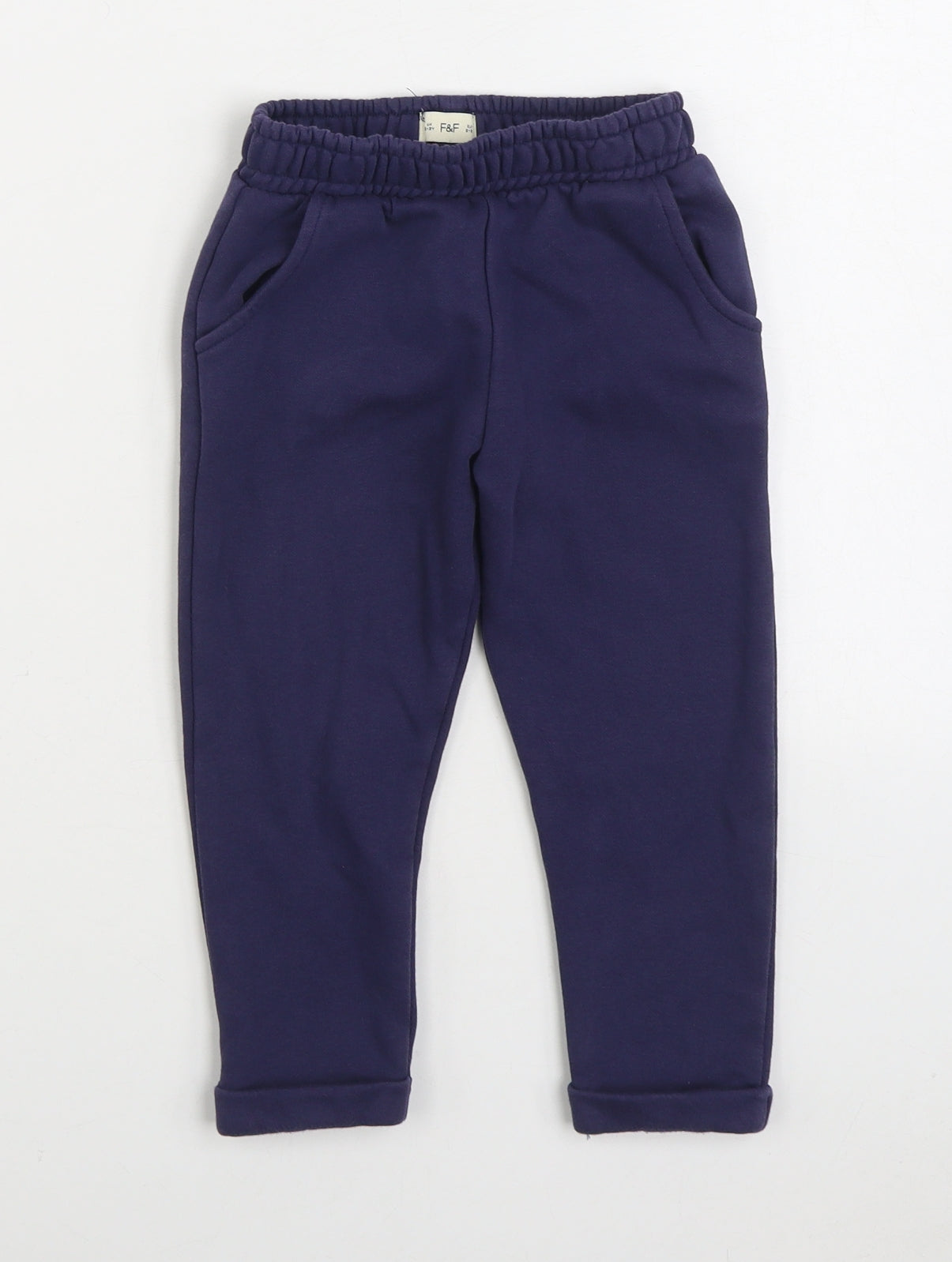 F&F Boys Blue Cotton Jogger Trousers Size 2-3 Years Regular